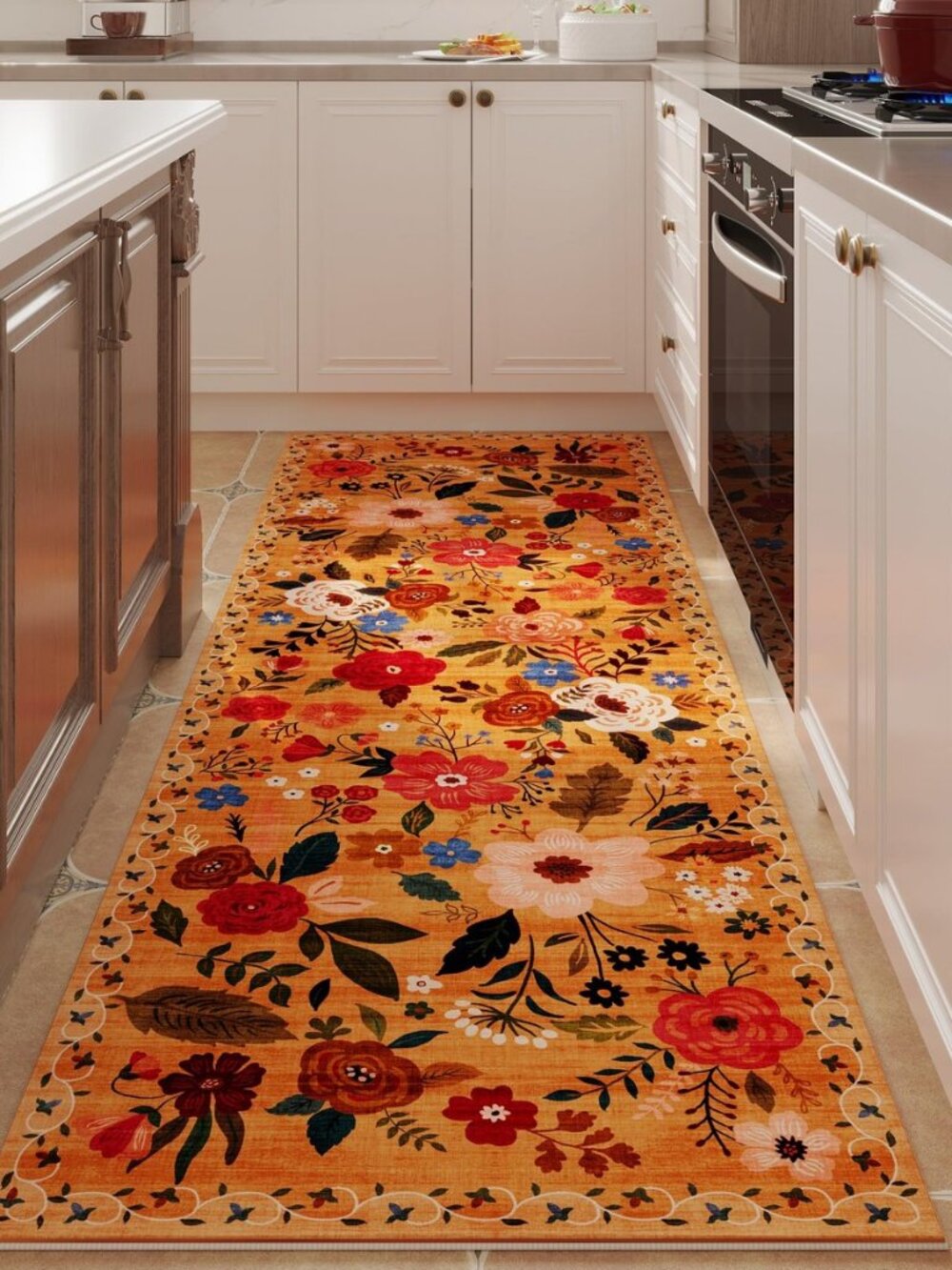 Runner Rug 2'7"x8' Washable, Yellow